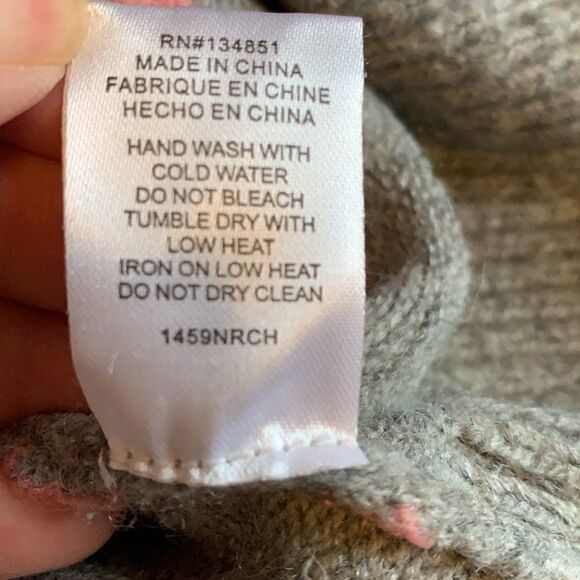 WAYF Women’s Striped Front Tie Crew Neck Sweater Gray/Pink Size Medium - Picture 10 of 10